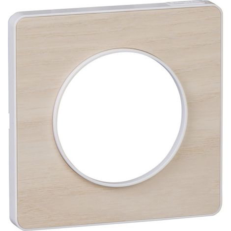 Schneider Electric – Plaque bois nordique 1 poste – Odace Touch avec liseré blanc – Dimensions 85x85mm – Plastique pour installation facile