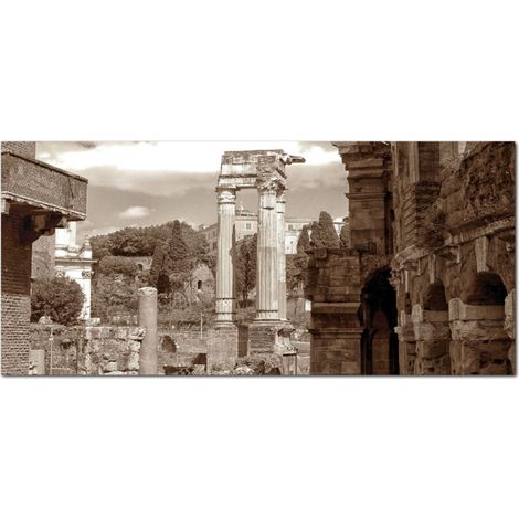 Lupia - Quadro moderno su Tela Canvas DEEP 65X143 cm, con paesaggi e localismi italiani, per casa, soggiorno, capezzale camera da letto, hotel, ufficio, ROMA - FORI SCORCIO (1/4)