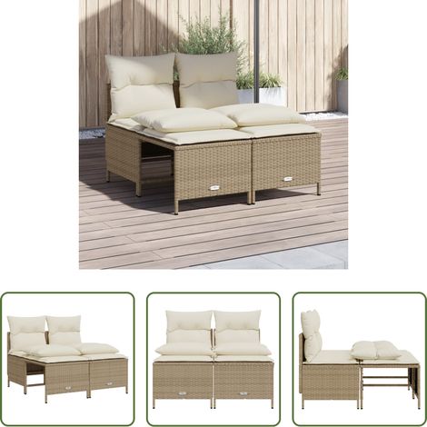 vidaXL Rattan - 4-tlg. Garten-Sofagarnitur mit Kissen Beige Poly Rattan (1/5)