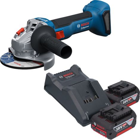 Bosch GWS 18V-8 Professional Akku Winkelschleifer 18 V 125 mm Brushless + 2x Akku 4,0 Ah + Ladegerät