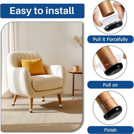 Juego de 16 protectores de silicona para patas de silla，Protectores de patas de silla，Adecuados para patas de silla redondas de 20-30 mm (1/4)
