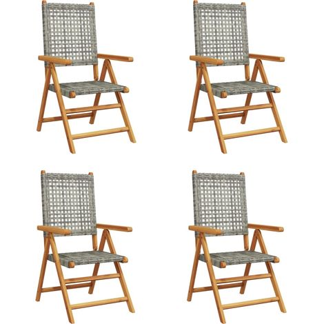 Maison Exclusive - Gartenstuhl Verstellbar 4 Stk. Grau Poly Ratta
