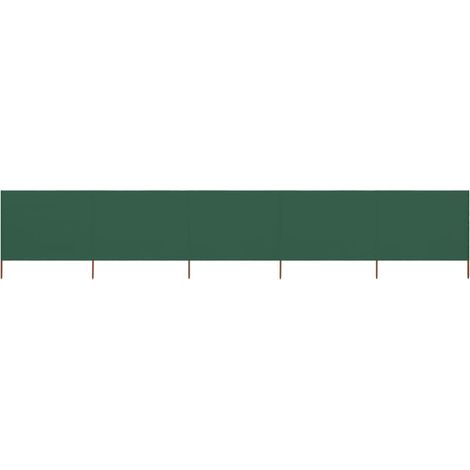 Brises-vue paravent 5 panneaux tissu 600 x 80 cm vert (1/5)