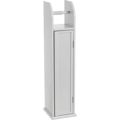 Dérouleur Papier WC + Rangement Stock Rouleaux Bois MDF Blanc (1/4)