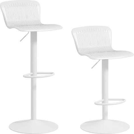 Set 2 Sgabelli da Bar con Schienale Altezza Regolabile 76,5-97,5 cm in PP Bianco (1/5)