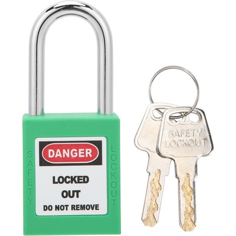 Cadenas de sécurité isolant 38mm nylon renforcé vert antichoc résistant aux températures extrêmes pour industrie chimique et électrique avec 2 clés (1/5)
