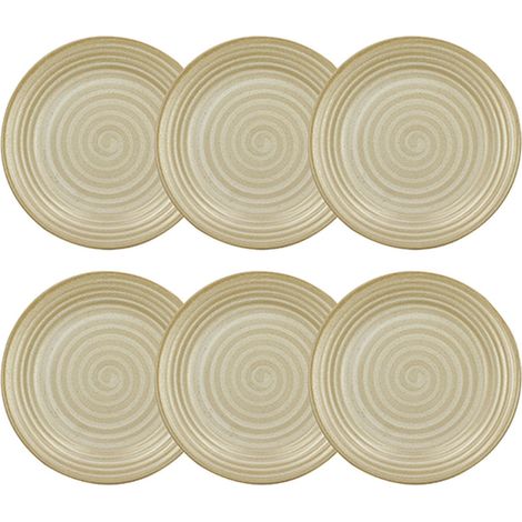 Lot de 6 assiettes à dessert 21cm en grès, TURBOLINO (1/3)