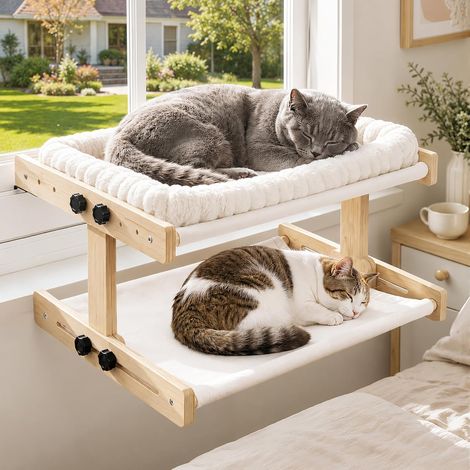 46x40cm Hamac Chat Fenêtre Double Couche pour Chat sans Perçage (1/5)