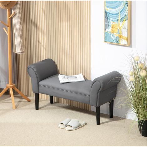 Panca imbottita per camera e ingresso, grigio scuro, 102 x 36 x 51 cm, OKWISH (1/5)