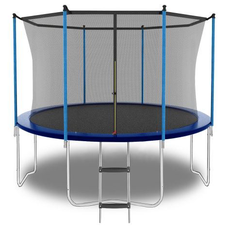 Außentrampolin mit 8 Fuß (244 cm) Durchmesser, Sicherheitsnetz und integrierter Leiter – Maximale Traglast 181 kg – Verzinkter Stahlrahmen – Für Erwachsene und Kinder – Blau