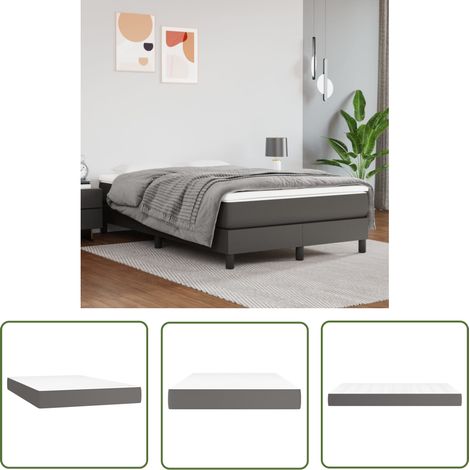 The Living Store Matelas de lit à ressorts ensachés Gris 120x200x20cm Similicuir - Matelas - Matelas À Ressorts Ensachés - Matelas Gris - Matelas Double - Literie (1/5)