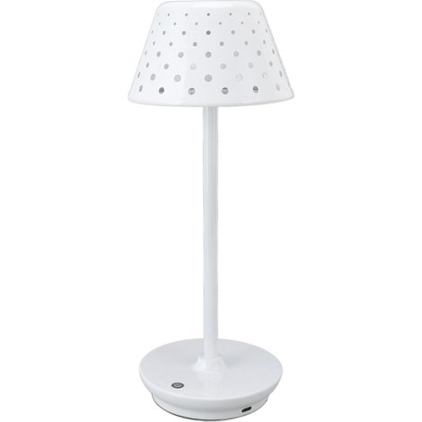 Lampe de bureau LED rétro, design épuré, sans fil, intensité variable par simple pression, idéale pour les chambres, bars et restaurants (blanche). (1/5)