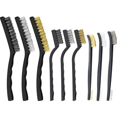 Ensemble de brosse métallique en acier inoxydable, brosse métallique, nylon poignée en plastique,pour nettoyer les scories de soudage et la rouille ensemble de brosses métalliques à main Lot (1/4)