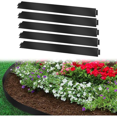 SWANEW Rasenkante Metall Beeteinfassung Mähkante Verzinkt Wegbegrenzung Beetumrandung Palisade Schwarz 100x15cm 10m (1/5)