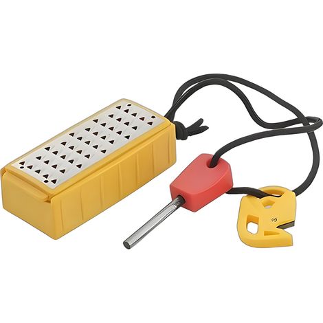 Kit d'allumage de feu de forêt (jaune, 1 pièce), un bâton ignifugé durable adapté au camping, capable de produire des étincelles. (1/5)