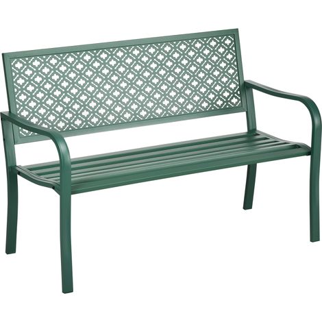 Panchina da giardino in acciaio verde scuro 127 x 63 x 83 cm (1/5)