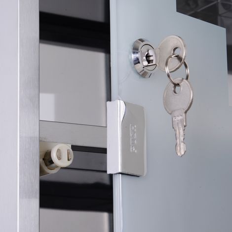 Armoire de toilette 50x30x18cm, trousse de secours murale en acier inox avec verrou, boîte de rangement salle de bain (1/5)