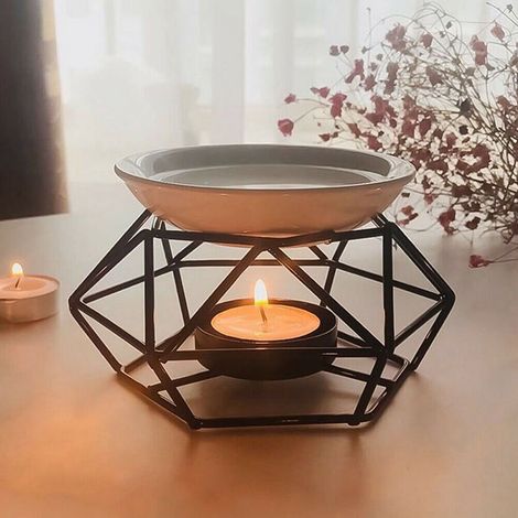 Brûleur À Huile Essentielle - Diffuseur À Bougie Thé - Support Pour Brûleur Aromatique En Céramique Et Fer - Pour Salon Jardin Salle De Bain - 1 Pièce (1/5)