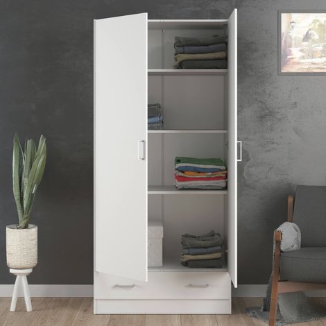 Armario Multiuso 2 Puertas Amylya, Perchero, 35.7x170.4h cm Blanco (1/5)