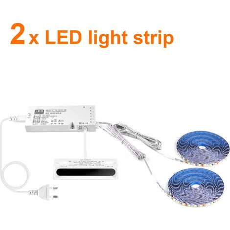 (2 bandes, lumière naturelle, 1 m) Bande lumineuse LED, interrupteur à capteur intelligent d'ouverture/fermeture de porte, convient aux armoires et vitrines. (1/5)