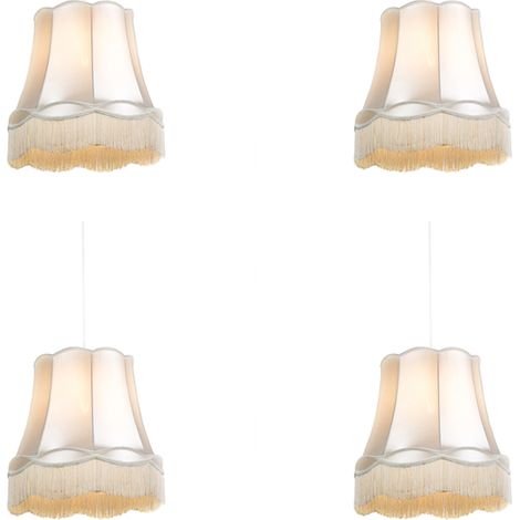 QAZQA Lampada a sospensione con paralume Granny - Retrò - Plastico,Tessuto - Crema - Tondo Max. 4 x Watt
