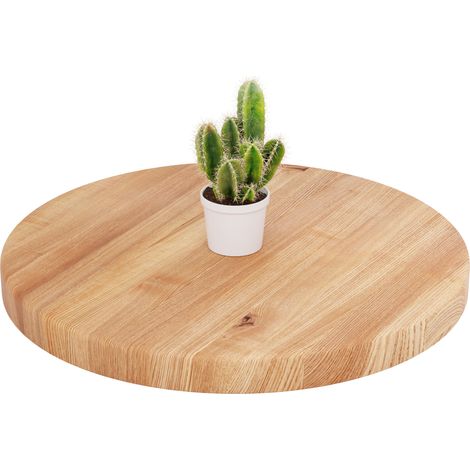 LAMO Manufaktur Holzplatte rund 50 cm aus Naturholz Tischplatte für Couchtisch, Kaffeetisch, Stärke: 40 mm Farbe: Dunkel