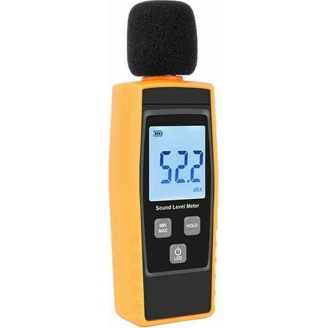 royaluxe -Decibelmetre - Sonomètre Portable Sonomètre numérique - Plage 30-130 dB (A) db mètre, niveau de bruit, test de surveillance décibels - Jaune, une pièce, (1/5)