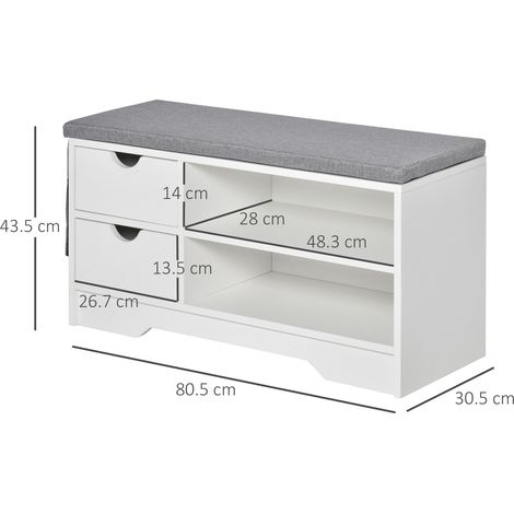 Étagère à chaussures gain de place, banc à chaussures en bois, meuble à chaussures d'entrée, blanc, 80,5 x 30,5 x 43,5 cm (1/5)