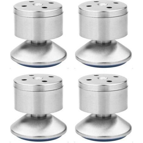 Pieds Nivellement Réglables Acier Inoxydable Pieds Canapé Réglables Multifonction Métal Tapis en Caoutchouc, Facile à Installer, Convient Tables, Armoires, Canapés, Lits Etc—4 Pièces (Argent)-