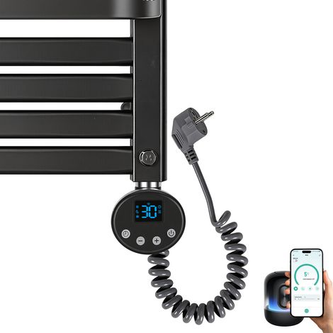 TolleTour Resistenza elettrica per scaldasalviette 600W con termostato WiFi e app, antracite (1/5)