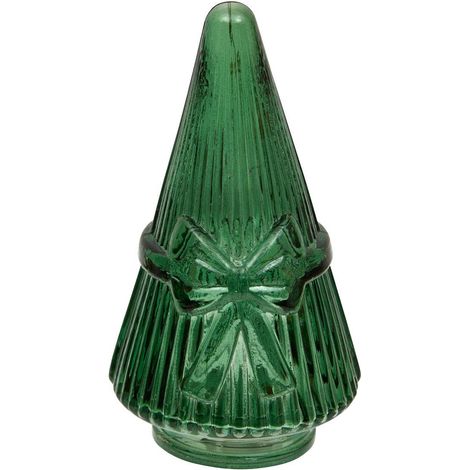 Albero di natale illuminato con fiocco in vetro, 5 led, altezza 11 cm, alimentato a batterie - Atmosphera créateur d'intérieur (1/5)