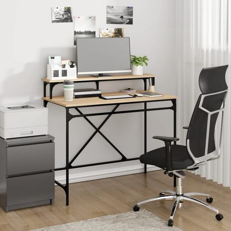 Bureau Bureau d'ordinateur Bureau informatique chêne sonoma 100x50x90 cm bois d'ingénierie et fer 20645 (1/5)
