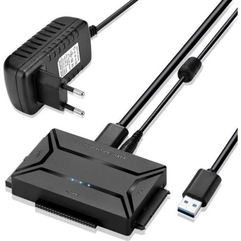 Adaptateur USB 3.0 vers IDE SATA - Pour Disques Durs 2.5 Pouces et 3.5 Pouces - Transfert de Données Jusqu'à 5 Gbit/s - Avec Interrupteur Marche/Arrêt - 1 Pièce (1/4)