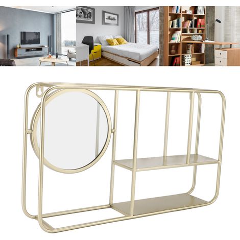 Étagère murale rectangulaire dorée, style nordique minimaliste innovant en fer pour entrée salon chambre (1/4)