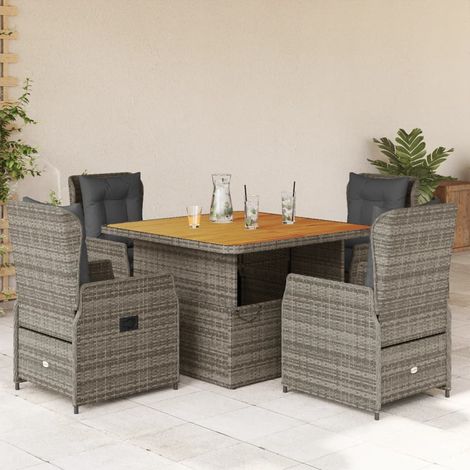 Ensemble à manger de jardin 5 pcs-Salon de jardin coussins gris résine tressée 248240 (1/5)