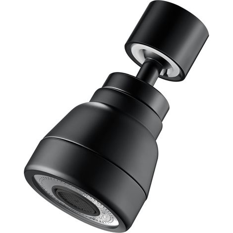 3 Modes Robinet de Rallonge Pivotant à 360°, Aérateurs pour Robinet Pivotant, Tête Douchette Evier Cuisine, Adaptateur de Robinet d'Extension, Embout Robinet Cuisine, Corps en Laiton (Noir 1) (1/5)
