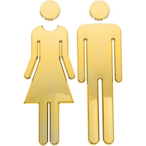 Panneau de Toilettes Hommes Femmes en Abs Or, Robuste et Résistant, Style Moderne Minimaliste, pour Portes de Salle de Bain Publiques ou Bureaux (1/5)