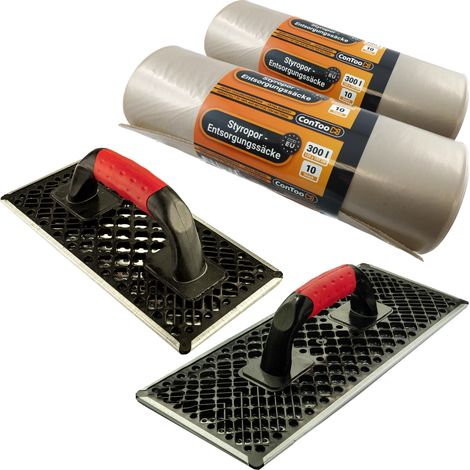 CONTOO WDVS Schleifbrett Hobel Set Raspel 270mm+380mm+Styropor-Abfallsäcke 20x300L (1/5)