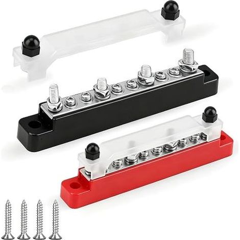 Barres de Distribution 12V-48V DC 150A, Bloc Distribution Électrique avec M6 et M4, Busbar avec Couvercle pour Voiture Bateau et Camping-Car Camion (1/5)