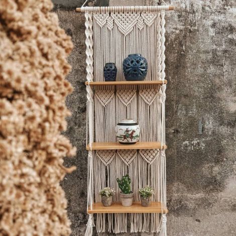 Rideau de porteDécor de jardinière pour la maison, étagère murale suspendue en coton et macramé faite à la main-44X140cm-