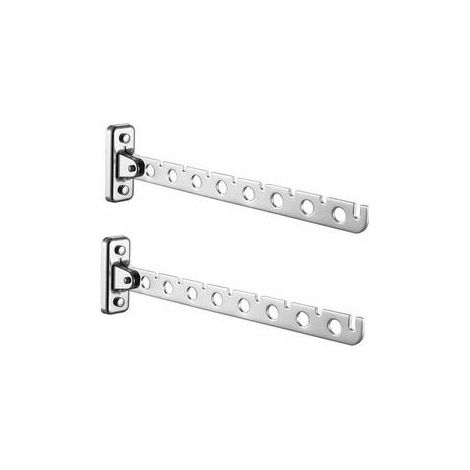 Porte-vêtements muraux, lot de 2, en acier inoxydable, pliable, pour étendoir à linge mural, crochet de suspension pour chambre, salon ou balcon. (1/5)