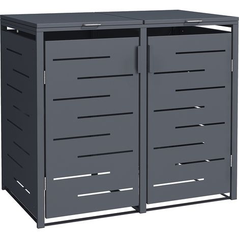 Mülltonnenverkleidung - Anthrazit - Edelstahl - Box für zwei Mülltonnen