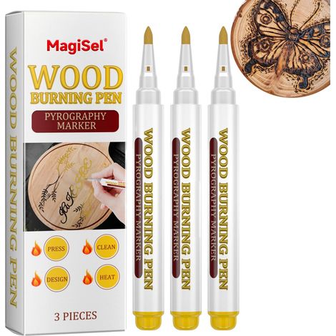 Pinceau de menuisier, Marqueur à brûler en bois, Marqueur brûleur, Stylo brûleur imperméable pour marque en bois, Stylo à dessin pour l'artisanat en bois, Stylos à brûler pour les cadeaux (1/5)