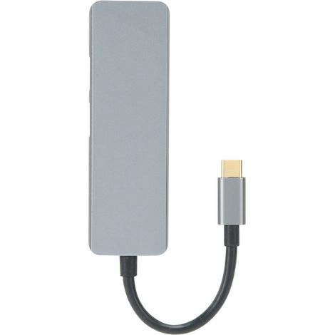 Hub USB Type-C 6 in 1 con porta HDMI e ricarica rapida, compatibile con risoluzione 4K, splitter USB plug-and-play, alloggiamento leggero in lega di alluminio e facile da usare.