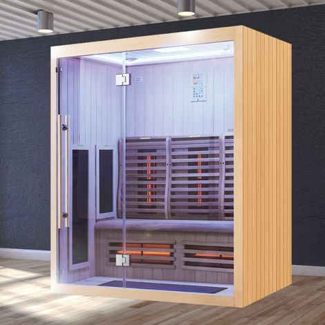 Boreal Sauna – Sauna infrarouge 3 personnes – Dimensions 160x120x205 cm – Spectre complet avec émetteurs carbone – Chromothérapie LED (1/5)