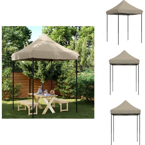 Partyzelt Faltbar Pop-Up Taupe 200x200x306 cm - Outdoor-Pavillon - Gartenpavillon - Markise - Sonnenschutz - Festzelt (1/5)
