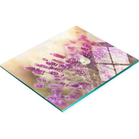Pannello decorativo multifunzionale da cucina in vetro temperato color lavanda, 60x52 cm. (1/5)