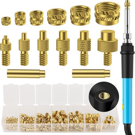 Inserto filettato, set di punte per saldatura Preciva per inserti filettati, 130 pezzi di inserti filettati M2/M3/M4/M5/M6/M8, saldatore per inserti, per componenti stampati in 3D e parti in plastica (1/5)