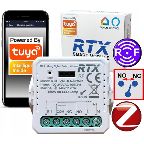 Módulo de relé RTX SIN VOLTAJE NC NO MINI TUYA ZigBee + Controlador RF (1/5)