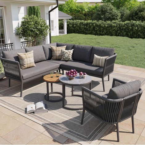 Salotto da giardino modulare 6 pezzi per 5-6 persone, grigio DESVIAE (1/5)